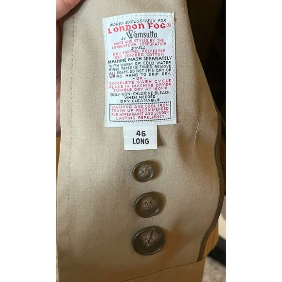 Vintage London Fog Trench Coat Mens 46 Long Beige Wamsutta Thinsulate Lined USA - Picture 4 of 8